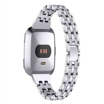 Five Beads Two Rows Stainless Steel with Diamond Chain Watch Strap for Fitbit Versa Lite