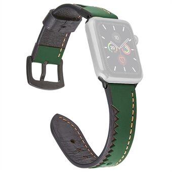 Crocodile Teeth Style Genuine Leather Watch Band for Apple Watch Series 6/SE/5/4 44mm, Series 3/2/1 42mm