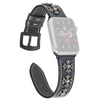 Five Nails Style Genuine Leather Crosing Watch Band for Apple Watch Series 6/SE/5/4 44mm, Series 3/2/1 42mm