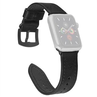 M-Shaped Stitching Genuine Leather Watch Strap for Apple Watch Series 6/SE/5/4 40mm / Series3/2/1 38mm