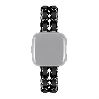 PU Leather + Metal Watch Band for Fitbit Versa 3