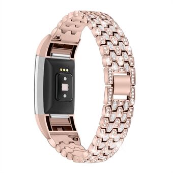 Rhinestone Decor Zinc Alloy Smart Watch Band Strap Replacement for Fitbit Charge 2