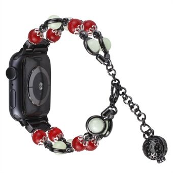 Agate Luminous Bead Stainless Steel Smart Watch Strap for Apple Watch SE/Series 6/5/4 44MM / Series 3/2/1 42mm