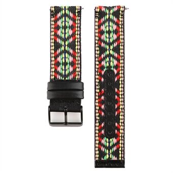 Ethnic Style Genuine Leather Cloth Watch Band Replacement for Fitbit Versa 2 / 1