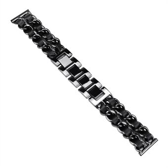 Stainless Steel+PU Leather Watch Strap 20MM Smart Watch Strap Replacement