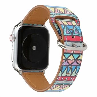 Genuine Leather Printing Watch Band for Apple Watch Series 6 SE 5 4 40mm/Series 3 2 1 38mm