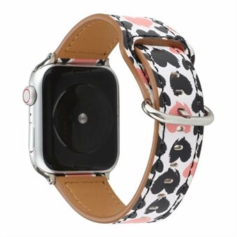 Genuine Leather Printing Watch Replace Band for Apple Watch Series 6 SE 5 4 44mm/Series 3 2 1 42mm