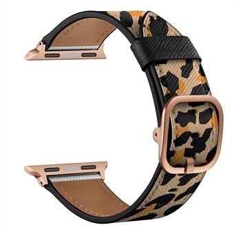 Stylish Printed Genuine Leather Watch Band for Apple Watch Series 1/2/3 38mm / Series 4/5/6 40mm