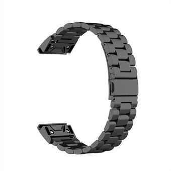 26mm Replacement Three Beads Stainless Steel Wrist Watch Band for Garmin Fenix 6X - Black