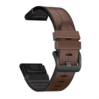 22MM PU Leather Surface+Silicone Smart Watch Band Strap for Garmin Watch