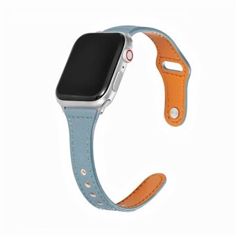 Button Snap Design Genuine Leather Watch Band for Apple Watch Series 4/5/6/SE 40mm / Watch Series 1/2/3 38mm