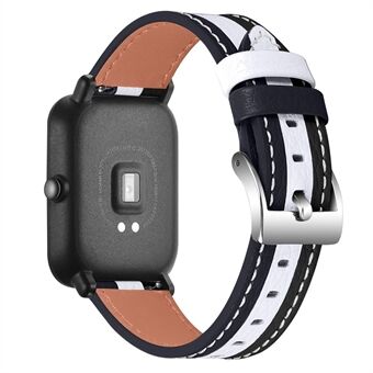 For Huami Amazfit Bip 1S/GTR 42mm Sewing Line Color Splicing Design Strap Adjustable Cowhide Leather Watch Band (20mm)