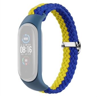 For Xiaomi Mi Band 4/5/6 NFC Nylon Braided Smart Watch Band Color Contrast Adjustable Wrist Strap Replacement