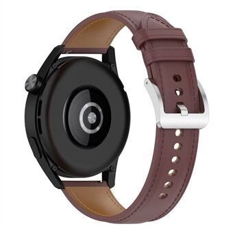 For Huawei Watch GT/Samsung Gear S3/Galaxy Watch 46mm Smart Watch Band 22mm Universal Stitching Line First Layer Cowhide Solid Color Strap