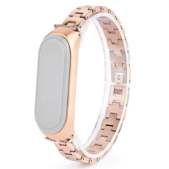 For Xiaomi Mi Band 3/4 Bling Rhinestone Decorative Smart Watch Stainless Steel Chain Watch Strap Metal Watchband