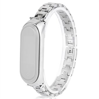 Stainless Steel Chain Watch Strap for Xiaomi Mi Band 5/6 Smart Watch Metal Watchband with Rhinestone Decor