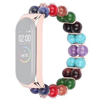 For Xiaomi Mi Band 3/4 Colorful Stone Decorated Watch Strap Two Rows Beads Wrist Strap Smart Watch Band Replacement