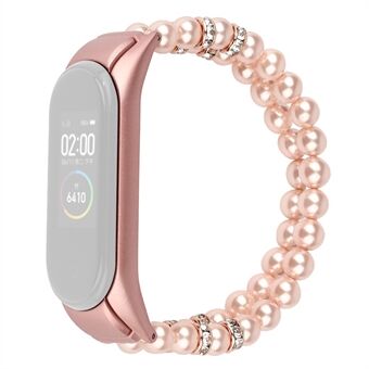 For Xiaomi Mi Band 3/4 Double Rows Pearls Watch Band Bracelet Replacement Strap