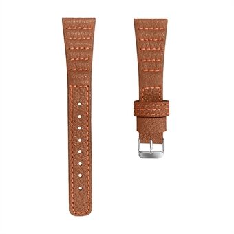 For Xiaomi Watch Color/Haylou Solar LS05 Wave Stitching Lines Watch Band Top Layer Genuine Leather Wrist Strap