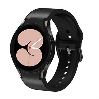 For Samsung Galaxy Watch4 40mm/44mm/Watch4 Classic 42mm/46mm Quick Release Watch Strap 20mm Silicone + Genuine Leather Watch Band with Buckle for 135-235mm Wrist