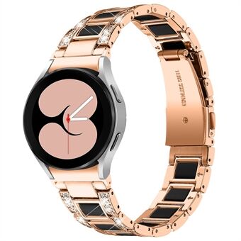 For Samsung Galaxy Watch4 Active 40mm/44mm/Watch4 Classic 42mm/46mm Rhinestone Decor Stainless Steel Resin Watch Band with Watch Strap Adapter