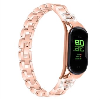 For Xiaomi Mi Band 7 G Letter Rhinestones Decor Stainless Steel Watch Strap Replacement Wrist Band