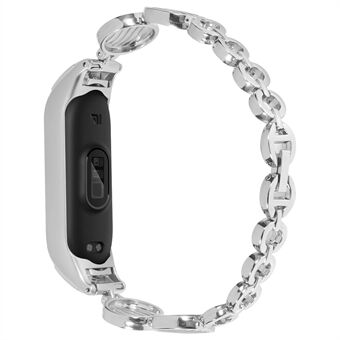 For Xiaomi Mi Band 3 / 4 Water Wave Design Watch Strap Anti-wear Stainless Steel Bracelet Replacement Wrist Band