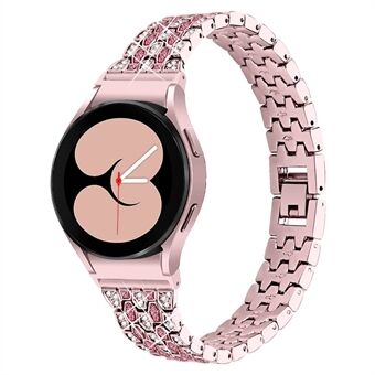 For Samsung Galaxy Watch4 Active 40mm / 44mm / Watch4 Classic 42mm / 46mm Metal Watch Strap 5 Beads 3 Rows Rhinestones Decor Watch Wrist Band Replacement