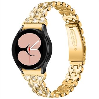 For Samsung Galaxy Watch4 Active 40mm / 44mm / Watch4 Classic 42mm / 46mm Stainless Steel Rhinestone Decor Smart Watch Strap Wrist Band with Folding Clasp