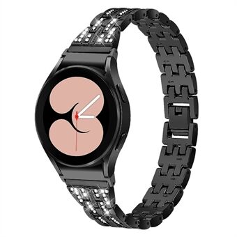 For Samsung Galaxy Watch4 Active 40mm / 44mm / Watch4 Classic 42mm / 46mm Bracelet Metal Watch Band 5 Beads 2 Rows Bling Rhinestone Replacement Strap