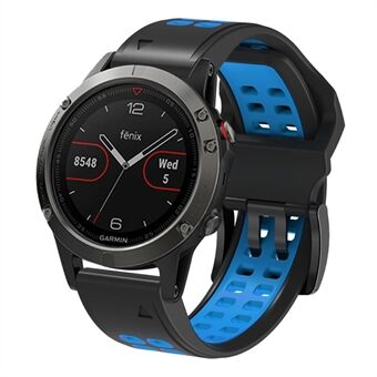 For Garmin Fenix 7 / 6 / 5 Soft Silicone Sport Replacement Band Quick Release Dual Color Watch Strap