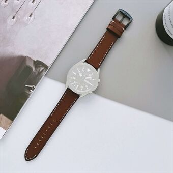 For Samsung Galaxy Watch 5 Pro 45mm / Watch4 Classic 42mm / 46mm V-shape Tail Retro Stitching Lines Genuine Leather Watch Strap 20mm Universal Replacement Wrist Band