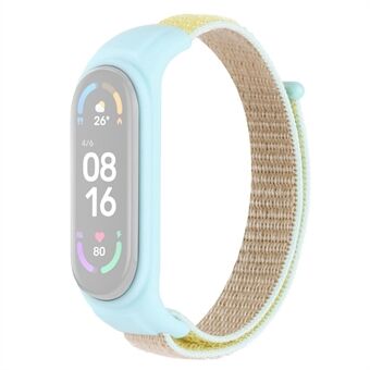 For Xiaomi Mi Band 3 / Band 4 / Band 5 / Band 6 / Band 7 Nylon Sport Band Adjustable Anti-lost Bracelet with Silicone Watch Case