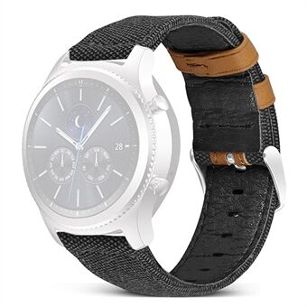 For Samsung Galaxy Watch 5 40mm / 44mm / Watch 5 Pro 45mm Watch Band 20mm Canvas Coated Genuine Leather Wrist Strap Replacement