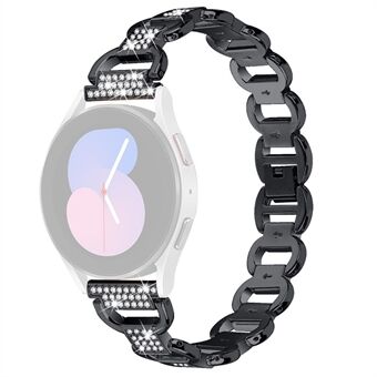 For Samsung Galaxy Watch 5 Pro 45mm / Watch 5 Active 40mm / 44mm Rhinestone Decorated Metal Watch Strap Quick Release 20mm Watch Band - Black