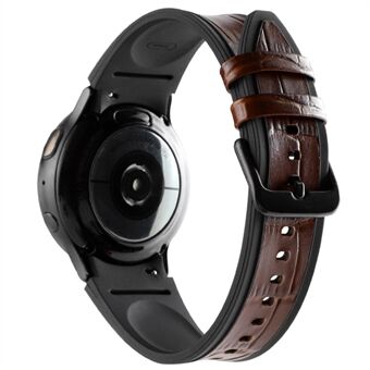 For Samsung Galaxy Watch 5 Pro 45mm / Watch 5 40mm / 44mm / Watch 4 40mm / 44mm Dual Color Genuine Leather Coated Silicone Watch Strap Replacement