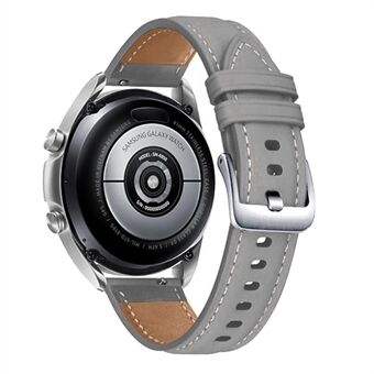 For Samsung Galaxy Watch3 41mm / Huawei Watch GT 2 42mm Genuine Leather Watch Strap 20mm Wrist Band with Silver Buckle