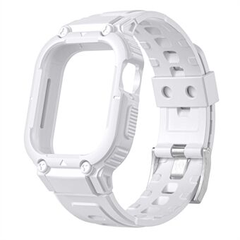 For Apple Watch Ultra 49mm Silicone Watch Band Replacement Strap + Drop-proof Protective Watch Case