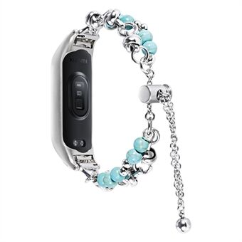 For Xiaomi Mi Band 7 Pearl Metal Watch Band Sliding Adjustable Jewelry Wrist Strap for Women Girls