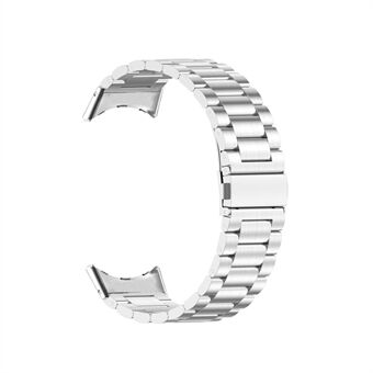 For Google Pixel Watch Stainless Steel Wristband Metal Buckle Clasp 3 Beads Watch Strap Bracelet