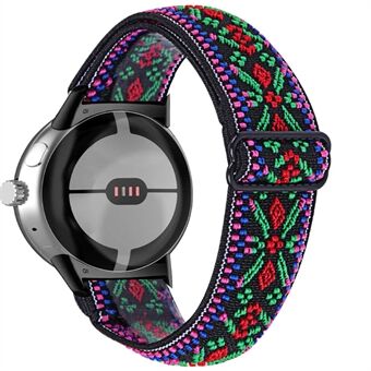 For Google Pixel Watch Elastic Watch Band Braided Wrist Strap with Black Connector