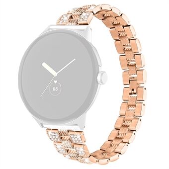 For Google Pixel Watch Rhinestone Decor Stylish Smart Watch Band Zinc Alloy Wrist Strap Replacement