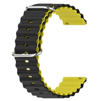 For Garmin Vivoactive 4  /  Garmin Venu 2 Universal 22mm Silicone Watch Strap Wavy Design Double Color Watchband