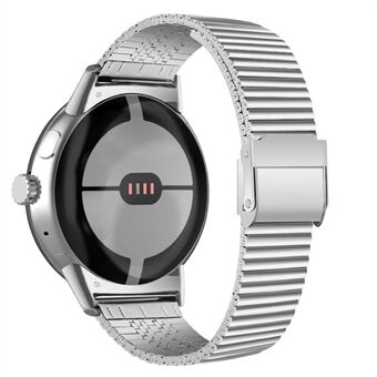 For Google Pixel Watch Stainless Steel Watch Strap Stylish Wrist Band Replacement with Double Buckles - Silver