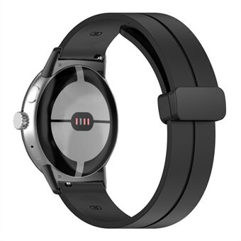 For Google Pixel Watch Silicone Sport Band Magnetic Folding Buckle Replacement Watch Strap