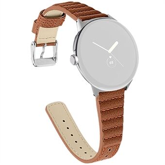 Wave Shape Stitching Watch Strap for Google Pixel Watch Genuine Leather Watch Band