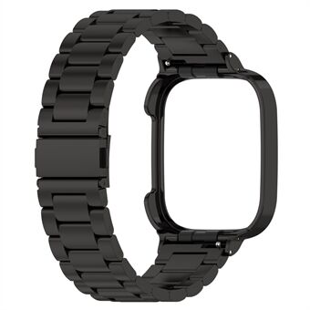 For Xiaomi Redmi Watch 3  /  Mi Watch Lite 3 Wrist Strap, 20mm Stainless Steel Watchband with Watch Case - Black