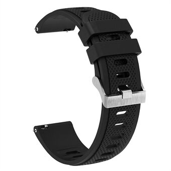 Silicone Watch Band for Garmin Forerunner 645 / Samsung Galaxy Watch3 41mm , 20mm Textured Strap with Silver Buckle