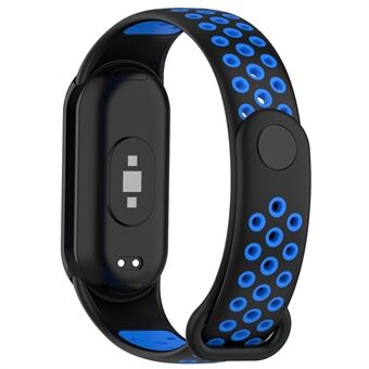 For Xiaomi Smart Band 8 Silicone Watch Bands Dual-color Sport Strap with Silicone Connector