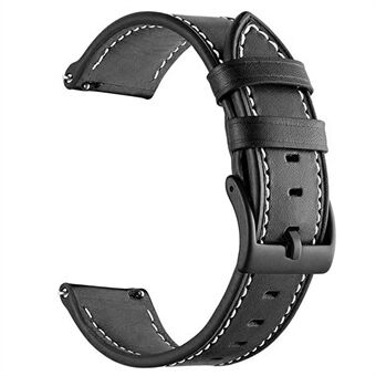 For Garmin Forerunner 265 / 255 22mm Stitching Watch Strap Genuine Cow Leather Watchband